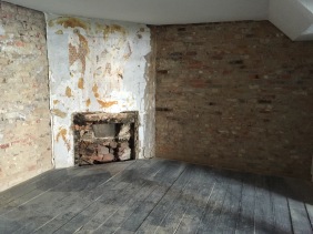 Uncovered fireplace